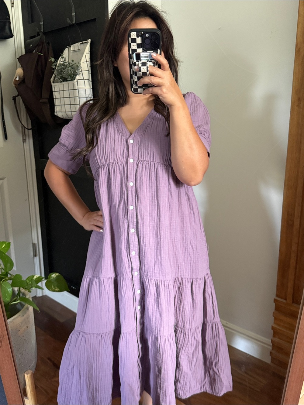 Madewell Lightspun Buttoned Front Tiered Midi Gauze Dress. Size 8